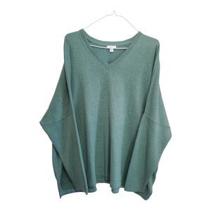 J Jill Dolman Sleeve Sweater Plus 3XL Sage Green V-Neck Soft Wool Blend Knit